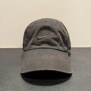 Nike Hat Cap Black Logo M/L Club Cap Strap Back 100% Cotton Dad Outdoor Casual